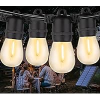 Solar Outdoor String Lights, 23 FT Waterproof 2W S14 Edison Led Bulbs, Heavy Duty Shatterproof Commercial Grade Patio Lights Durable Solar Hanging Light for Outside Backyard Porch Camping, Warm White