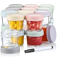 24-Pack Glass Baby Food Storage Containers - 4 oz Baby Food Storage Jars With Lids, Baby Food Maker, Microwave, Dishwasher & Freezer Safe