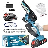 Mini Chainsaw Cordless 4 Inch Electric Small Chain Saw Battery Powered Portable Handheld Mini Chain Saw, Pruning Shears ChainSaw for Wood Cutting, Tree Trimming, Gardening, Camping, Courtyard&Gard