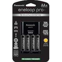 Panasonic K-KJ17KHCA4A Advanced Individual Cell Battery Charger Pack with 4 AA eneloop pro High Capacity Ni-MH Rechargeable Batteries