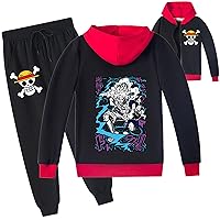 Kids Hooded Sweatshirts and Sweatpants Set,Nika Long Sleeve Full Zip Tracksuit Anime 2Pcs Outfit for Boys(2-14Y)