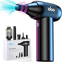 iDOO Compressed Air Duster - Metal Electric Duster for Hair Barber, 3 Gear Mini Portable Jet Dry Air Blower, Cordless Vacuum Cleaner, Reusable Can for PC, Office, Fan, Laptop, Keyboard, Outdoors, Car
