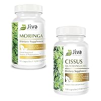 Cissus Quadrangularis - 120 Capsules, and Moringa Powder Supplement - 90 Capsules, Support Normal Bone Health, Immune and Joint Support