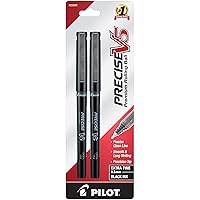 PILOT Precise V5 Stick Liquid Ink Rolling Ball Stick Pens, Extra Fine Point (0.5mm) Black Ink, 2-Pack (25001)