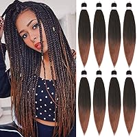 Ombre Braiding Hair Brown 30 Inch 8 Packs Hair Extensions Professional Synthetic Braid Hair Crochet Braids, Soft Yaki Texture, Hot Water Setting (30 Inch,T1B/30)