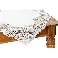 Dainty Lace Table Topper, 36-Inch by 36-Inch, Ivory