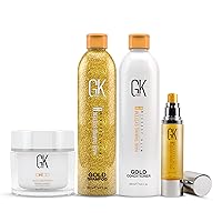 GK Hair Gold Series: Luxurious Shampoo, Conditioner, Smoothing Serum, and Deep Masque Set for Ultimate Moisture, Shine, and Protection