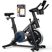 Exercise Bike for Home with Exclusive App, Stationary Bike with Enhanced Electronic LED Monitor, Silent Belt Drive and Comfortable Seat Cushion for Home Cardio Workout