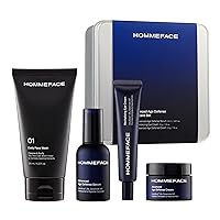 Men's Advanced Anti-Aging 4-Step Skincare Routine Bundle with Daily Face Wash, Serum, Revitalizing Eye Cream, and Facial Cream
