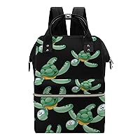 Cute Cartoon Turtle Casual Travel Laptop Backpack Fashion Waterproof Bag Hiking Backpacks Black-Style