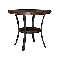 Powell Dark Wood with Metal Accent Counter Height Franklin Dining Table, Brown & Black