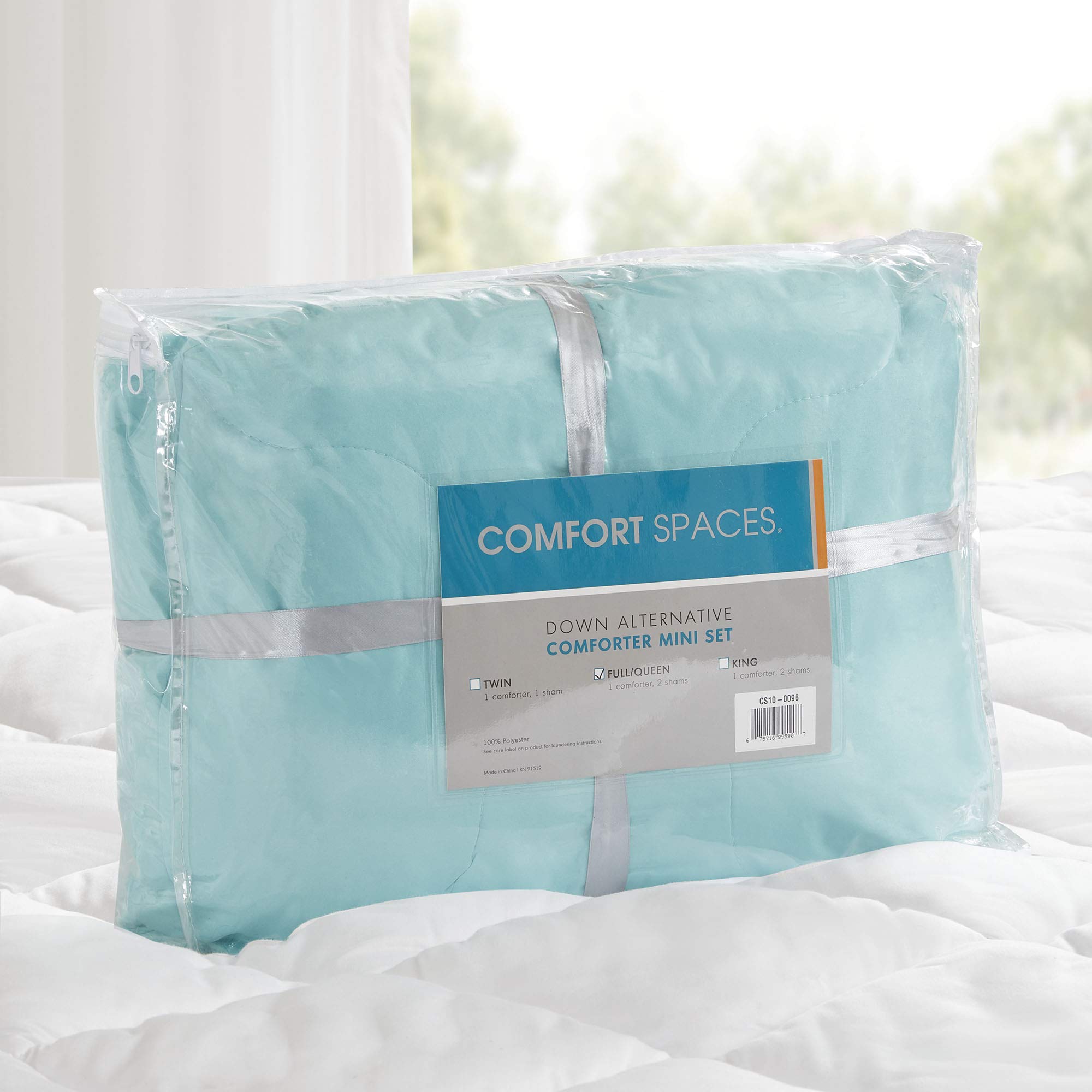 Comfort Spaces Vixie Reversible Comforter Set - Trendy Casual Geometric Quilted Cover, All Season Down Alternative Cozy Bedding, Matching Sham, Aqua/Gray, Twin/Twin XL 2 piece