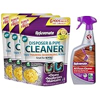 Rejuvenate Garbage Disposal and Drain Pipe Cleaner Pods Powerful Foaming Action and Removes Garbage Disposal Smells 6 Unit Pack x2 Lemon Scent w High Performance All-Floors Cleaner