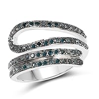 0.83 Carat Genuine Blue Diamond .925 Sterling Silver Ring