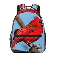 beautiful red Bird print Lightweight Bookbag Casual Laptop Backpack for Men Women College backpack