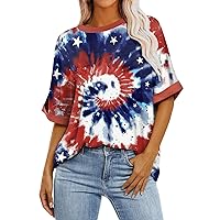 Women's Oversized T-Shirt Amrican Flag Shirts Patriotic Graphic Tees 4th of July Tops 2024 Star Stripe Tee Blouses