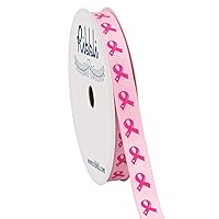 Ribbli Grosgrain Breast Cancer Awareness Craft Ribbon,3/8-Inch,Pearl Pink/Hot Pink,Continuous 10-Yard Spool