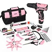 SHALL 222-Piece Pink Drill Driver and Home Tool Set, 12V Electric Drill Combo Kit, 3/8