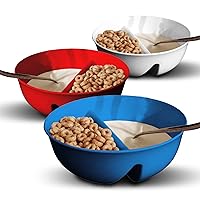 3 Pack - Just Crunch Anti-Soggy Cereal Bowl - Keeps Cereal Crunchy | BPA Free | Microwave Safe | Ice Cream & Topping, Yogurt & Berries, Fries & Ketchup & More – Red, White & Blue