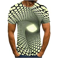 Men's 3D Optical Illusion Print T-Shirts Funny Graphics Pattern Crewneck Short Sleeve Tees Casual Slim Fit Blouse