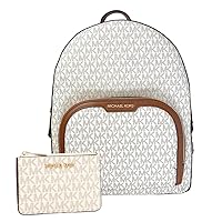 Michael kors Jaycee Large Logo Backpack Bundle with Michael Kors Coin Pouch (Vanilla Signature)