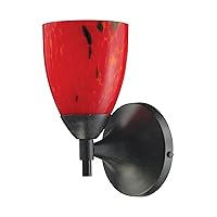 Elk 10150/1DR-FR Celina 1-Light Dark Rust with Fire Red Glass Wall Sconce, 5.5