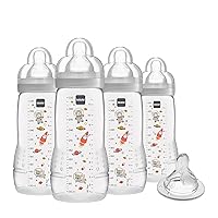 MAM Easy Active Baby Bottle with Bonus Nipple, Fast Flow Skinsoft Silicone Nipple with Wide Neck Ergonomic Design, Easy to Hold, BPA-Free Bottles with Leak-Proof Caps for 4 Plus Months Baby, Unisex
