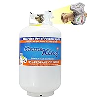 Flame King YSN330 30lb Steel Propane Tank Cylinder with Gauge and OPD Valve for Grills and BBQs, Camping, Fishing, & Outdoor Activities, White