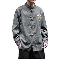 Embroidery Traditional Chinese Clothing for Men Top Chinese Style Shirt Men Tang Suit Retro Party Kung Fu Clothes
