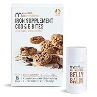 Munchkin® Milkmakers® Prenatal Iron Supplement Cookie Bites, Chocolate Chip, 6 Pack and All-Natural Belly Balm