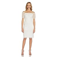 Adrianna Papell Women's Off Shoulder Beaded Dress