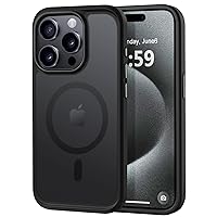 MOCCA Strong Magnetic for iPhone 15 Pro Case, [Compatible with Magsafe][13FT Military Drop Protection] Slim Translucent Matte Shockproof Case for iPhone 15 Pro Phone Case 6.1'', Black