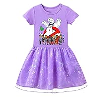 Summer Girls Short Sleeves Dress,Ghostbusters Graphic Princess Dress Crew Neck Tulle Dresses