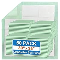Disposable Bed Pads 30“X36” (50pcs) Extra Large Underpads for Incontinence Disposable Pads for Adult, Bedwetting Child or Pets (90g/Piece, 7g SAP)