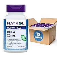 Natrol Mood & Stress DHEA 25mg with Calcium, Dietary Supplement for Balance of Certain Hormone Level and Mood Support, 90 Tablets, 90 Day Supply