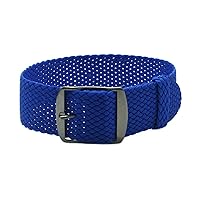 HNS 18mm Blue Perlon Braided Woven Watch Strap with PVD Buckle