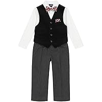 IZOD Boys' 4-Piece Set with Collared Dress Shirt, Tie, Vest, and Pants