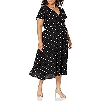 City Chic Women's Plus Size A Line Midi Dress with Faux Wrap and Side Tie