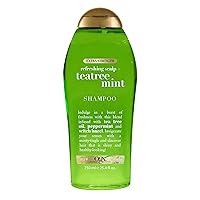 OGX Extra Strength Refreshing Scalp + Teatree Mint Shampoo, Invigorating Scalp Shampoo with Tea Tree & Peppermint Oil & Witch Hazel, Paraben-Free, Sulfate-Free Surfactants, 25.4 Fl Oz