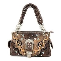 Texas West Western Women's Tooled Leather/Laser Cut Purse Buckle Handbag and Wallet in 5 Colors