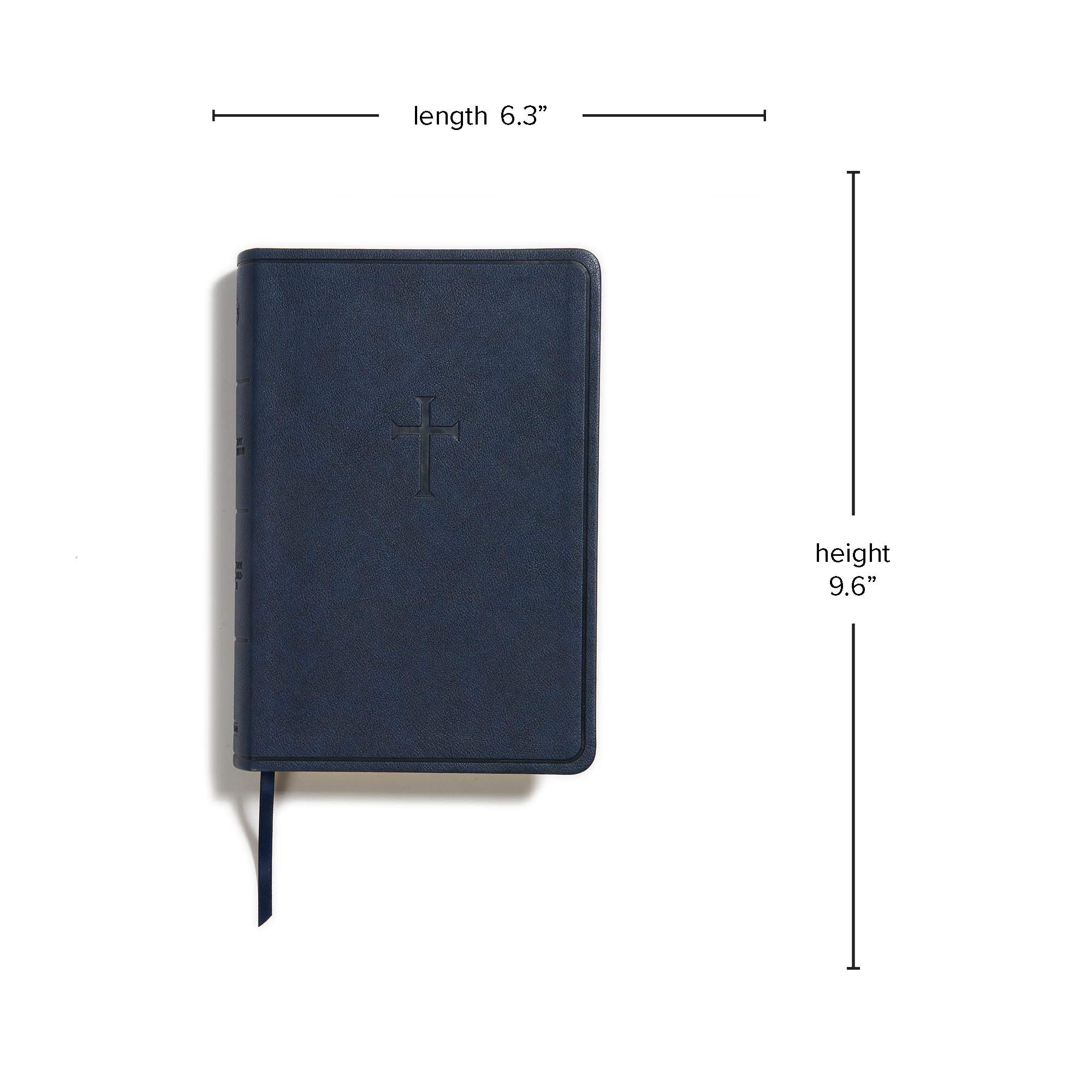 CSB Everyday Study Bible, Navy Cross LeatherTouch, Black Letter, Study Notes, Illustrations, Aricles, Easy-to-Carry, Easy-to-Read Bible Serif Type
