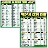 Vegan Air Fryer Cheat Sheet and Vegan Keto Diet Cheat Sheet Magnet Combination Bundle - Extra Large Easy to Read Reference Guides for Air Frying and Vegan Keto - Kitchen Accessories
