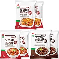 Yopokki Halal 3 flavors of Korean Topokki (Original, Hot Spicy, Jjajang Tteokbokki Pack (Pack of 6))