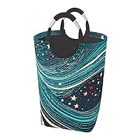 Laundry Basket Freestanding Laundry Hamper Waves of stars Collapsible Clothes Baskets Waterproof Tall Dirty Clothes Hamper for Dorm Bathroom Laundry Room Storage Washing Bin