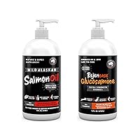Bundle Pure Wild Alaskan Salmon Oil & Premium Liquid Glucosamine Hip and Joint Supplement for Dogs - Relieves Scratching & Joint Pain - Natural Arthritis Pain Relief