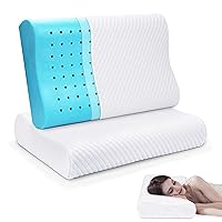 2 Pack Contour Memory Foam Pillows King Size Orthopedic Bed Pillow for Sleeping Side Back Stomach Sleeper Cervical Pillow for Neck Pain Relief