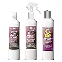 Janelle Beauty Hair Care Kit – Includes My Natural Curl Silky Hair Lotion, My Natural Curl Detangle Leave-In Conditioner & Coil Protect Hair Growth Co-Wash to Detangle, Nourish, Smooth & Shine – 24oz