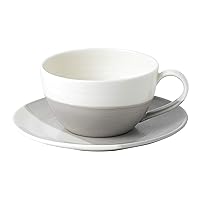 Coffee Studio Latte Cup & Saucer Set, 1 Count (Pack of 1), Grey and off white