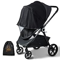 Orzbow 2-in-1 Baby Mosquito Net with UPF50+ Sunshade for Stroller, Breathable Stroller Mosquito Netting Privacy Cover with Two-Way Zipper & Storage Bag for Bassinet, Carrycot & Car Seat, Black