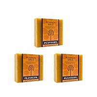 Plantlife Pumpkin Spice 3-pack Bar Soap - Moisturizing and Soothing Soap for Your Skin - Hand Crafted Using Plant-Based Ingredients - Made in California 4 oz Bar